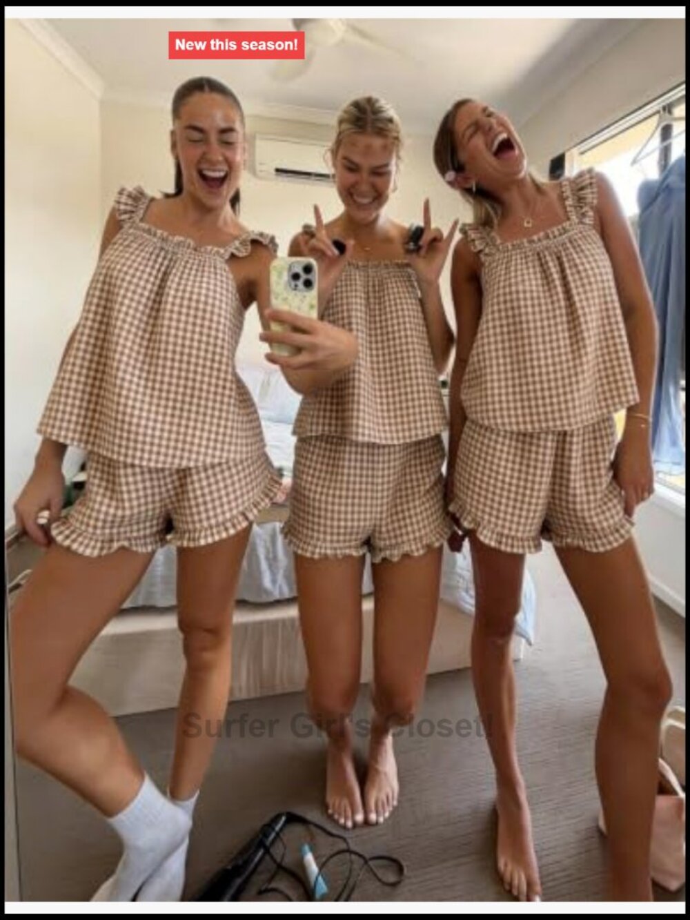 Cotton Ruffle Cami Shorts Pajama Set 2 Piece Lightweight Summer Sleepwear - Picture 6 of 7